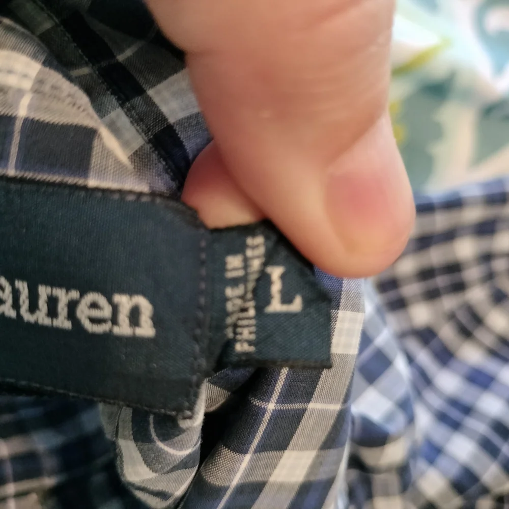 Polo Ralph‎ Lauren Blake Black And Blue Plaid Men's Short Sleeve Shirt Size L